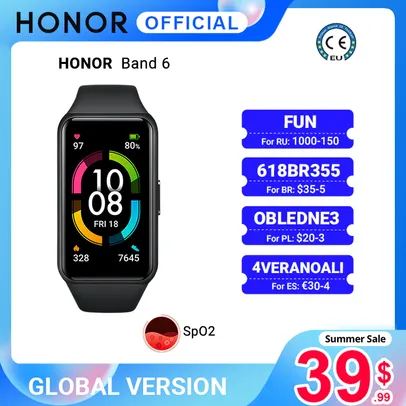 Smartband Huawei Honor Band 6 - Versão Global R$196