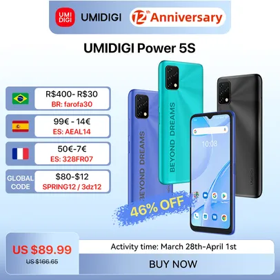 Smartphone Umidigi Power 5S 4gb 32gb 6.53" 6150mah Versão Global 