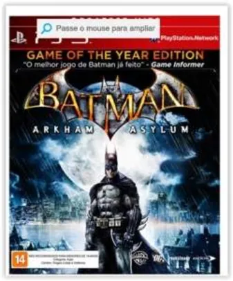 [Submarino] Game Batman - Arkham Asylum - PS3 por R$ 36 
