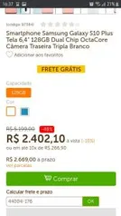 [À Vista] Smartphone Samsung Galaxy S10 Plus Tela 6,4" 128GB Dual Chip | R$2402