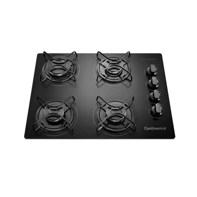 Cooktop a Gás Continental KC4GP 4 Bocas de Vidro Temperado Bivolt - Preto