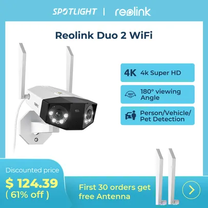 Reolink duo 2 wifi câmera 4k lente dupla proteção de segurança