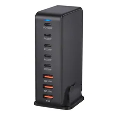 [TAXA INCLUSA] [MOEDAS + APP] Base de carregamento e carregador GaN USB 8 portas, carga rápida 3.0, 268W