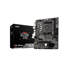 Placa Mãe MSI A520M-A PRO. Chipset A520, AMD AM4, mATX, DDR4, 911-7C96-002