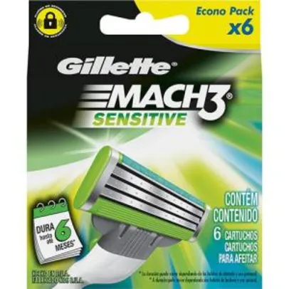 Carga Gillette Mach3 Sensitive com 6 unidades - R$28