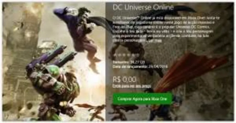 [Xbox Live] DC Universe Online para Xbox one - Grátis