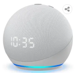 Smart Speaker Amazon Echo Dot 4ª Geração com Relógio e Alexa – Branco