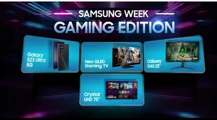 Samsung Week Gaming Edition - Compre S23 ultra e resgate Monitor Odyssey G32 27