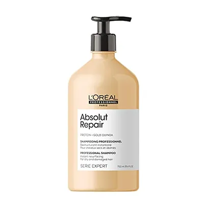 L'Oréal Professionnel Shampoo Absolut Repair, Repara Danos e Promove Brilho, Com Quinoa Dourada & Proteínas, 750ml