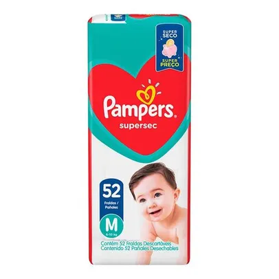 Fralda Pampers Supersec M 52 Unidades (0,77 a tira)