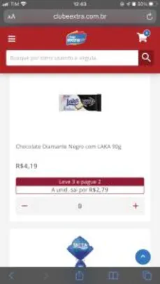 Vários chocolates em promoção no Club Extra - Talento R$ 1,33