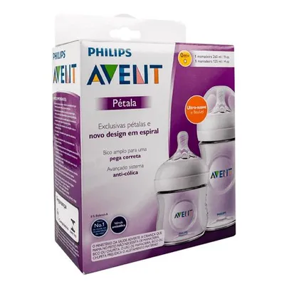 Kit Mamadeira Philips Avent Petalas Transparente 125ml + Mamadeira 260ml