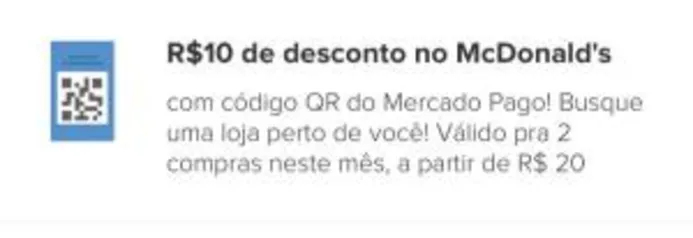 VOLTOU! Desconto de R$ 10 em compras de R$ 20 no McDonalds!