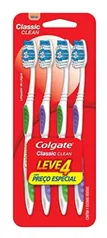 (Prime + Recorrência) Escova Dental Colgate Classic Clean, 4 Unidades - R$7,53