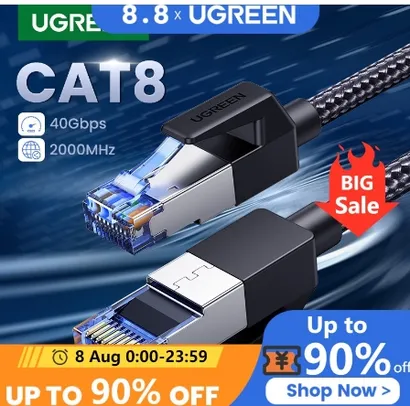 Cabo de Rede RJ45 Ugreen CAT8 40Gbps 1m