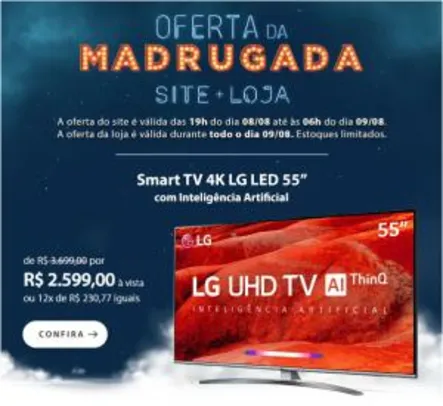 Smart TV 4K LG LED 55” - 55UM7650 | R$2.599