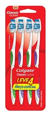 [REC] Escova Dental Colgate Classic Clean, Macia, 4 Unidades, Cores sortidas