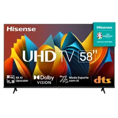 Hisense Smart TV UHD 4K 58 Polegadas 58A6K HDR10+ Dolby Vision Controle por Voz Compatível com Alexa