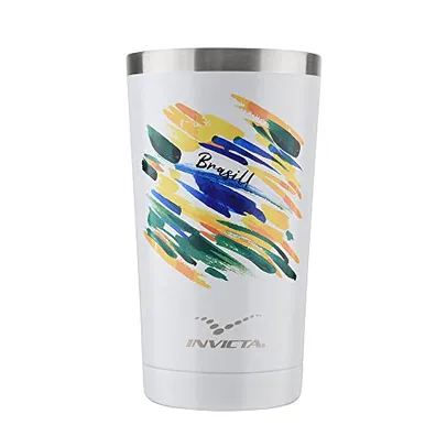 Copo Térmico 500ml Branco Bandeira do Brasil Invicta