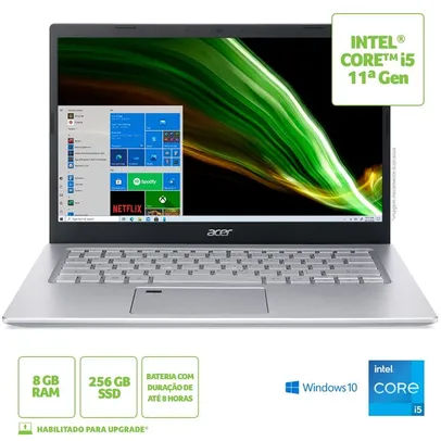 Notebook Acer Aspire 5 A514-54-58MC i5 11ª gen 8GB 256GB ssd 14' Full HD [IPS] Win10 | R$3593