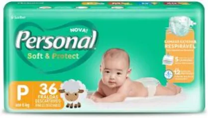 Fralda Descartável Soft and Protect Jumbo, Personal, Pequena, 36 unidades, Branco | R$19