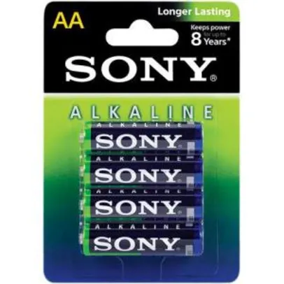 Pilha Alcalina Aa Sony Com 4 Unidade por R$ 6
