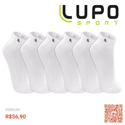 Kit 6 Meias Cano Curto Anatômica Esportiva Sport Algodão Lupo