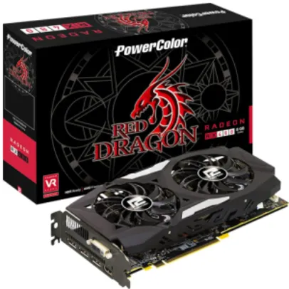 Placa de Video VGA PowerColor Red Dragon AMD Radeon RX 480 8GB DDR5 AXRX 480 8GBD5-3DHD por R$ 1000