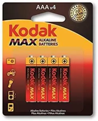 [PRIME]Pilha Max Alcalina AAA Palito com 4 Unidades, Kodak | R$ 7