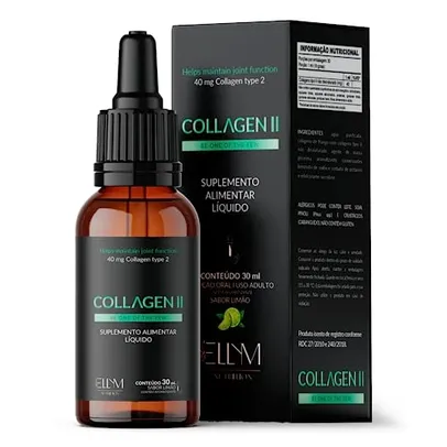 Colágeno Tipo 2 em Gotas Sublingual 40mg 30ml Sabor Limão Ellym Nutrition