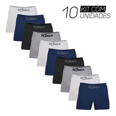 Kit Com 10 Cuecas Boxer Algodão Sem Costura Zorba 781