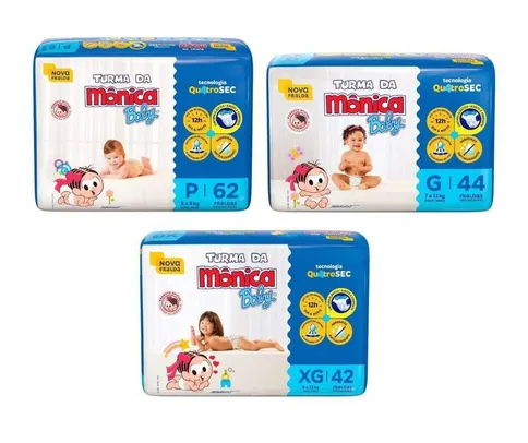 [Leve 4 Pague Menos] Fralda Turma da Monica Baby Mega