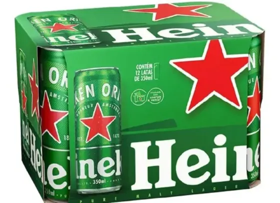 [R$1,9 cada] Cerveja Heineken Lata 350ml 12 Unidades