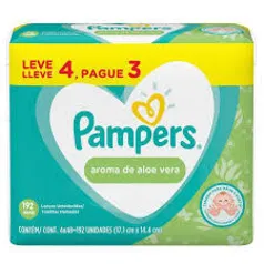 Lenço Umedecido Pampers Aloe Vera com 192 unidades | R$ 25