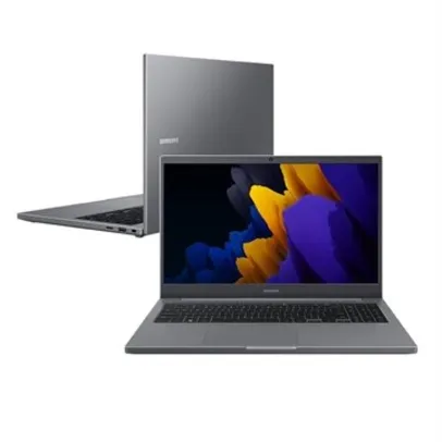 Notebook Samsung Book NP550XDZ-KP4B, Tela de 15.6&quot;, Intel Celeron 6305 | SSD 500GB, 4GB RAM, Linux, Cinza Chumbo