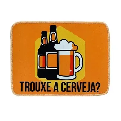 Tapete Antiderrapante de Porta 55 x 40 cm Estampa Jolitex - "Trouxe a Cerveja?" 