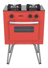 Fogão  de chão Venax  Mini Cook a gás 2 queimadores  vermelho porta com visor 22L