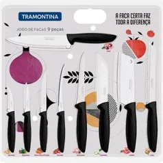 Conjunto de Facas Tramontina Plenus Inox 9 Peças Preto | R$ 38