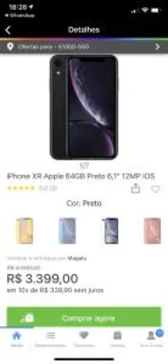 iPhone XR Apple 64GB Preto 6,1” 12MP iOS - R$3399