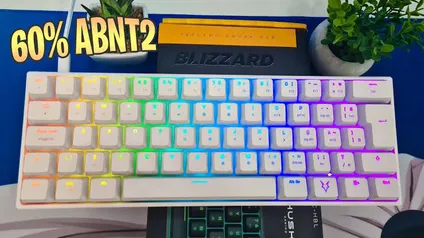 Teclado Mecânico Gamer Husky Gaming Blizzard, Branco, 60%, Switch Gateron Red, ABNT2, RGB - HGMO001