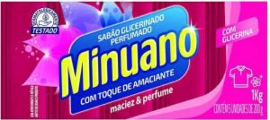 Sabão em Barra Minuano 1kg - 5 Unid de 200g | R$7