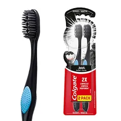 [REC = R$ 12,56] Escova Dental Colgate 360º Preto, Pacote com 2 unidades