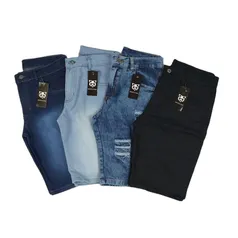 Kit Com 4 Bermuda jeans Masculina Rasgada Lançamento