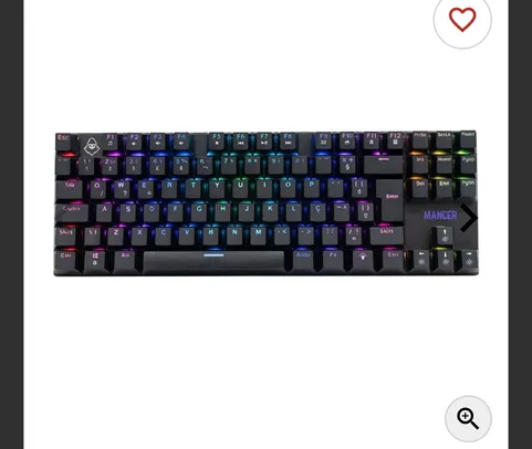 TECLADO MECANICO GAMER MANCER GHOUL MK2, RGB, ABNT2, SWITCH HUANO MARROM, PRETO, MCR-GHM2-RGB01BW