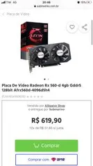 Rx 560-d 4gb GDDR5 Afox - R$620