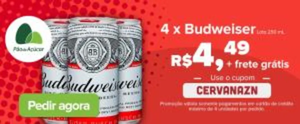 [Recife] 4 x Budweiser por 4,49 com frete grátis