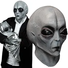 Máscara UFO Skull Alien, Adereços Cosplay Costume, Extraterrestre, Máscaras de látex, Capacete de Halloween, Área 51