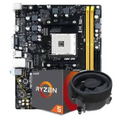 Kit Upgrade Placa Mãe Biostar A320MH DDR4 AMD AM4 + PROCESSADOR AMD RYZEN 5 1600 3.2GHZ - R$949