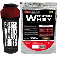 Kit Whey 500g Chocolate + Coqueteleira - Bodybuilders | R$20