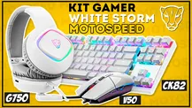Kit Gamer Motospeed White Storm - Teclado Mecânico CK82 RGB Switch Blue ANSI + Headset G750 RGB 7.1 USB + Mouse V50 4000DPI RGB